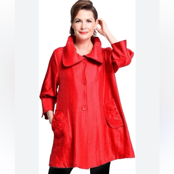 Damee, Inc Womens Signature Swing Jacket Size XL Peter Pan Color Red Lightweight - Picture 1 of 13